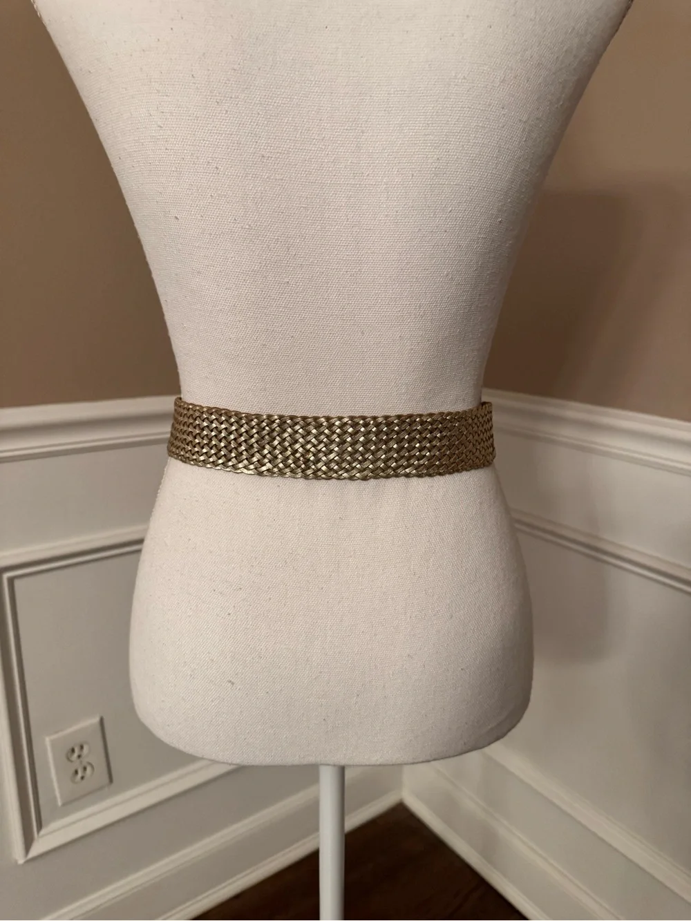 J. Crew Metallic Gold Woven Double-Ring Belt Vintage - Picture 4 of 12
